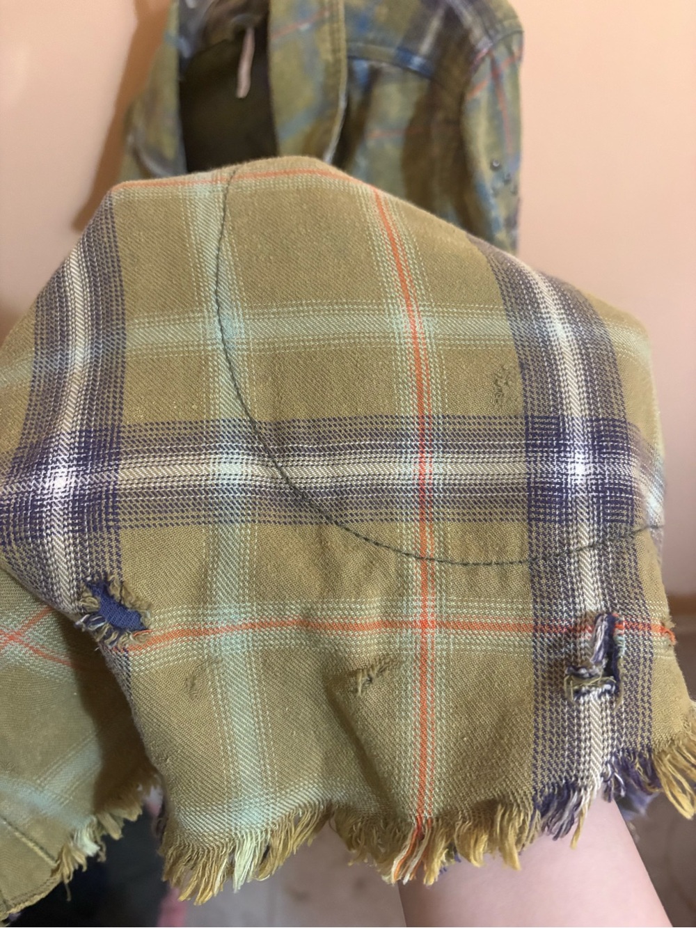 Free People Green Plaid Distressed Ripped Studded Zip-Up Jacket - Picture 8 of 9